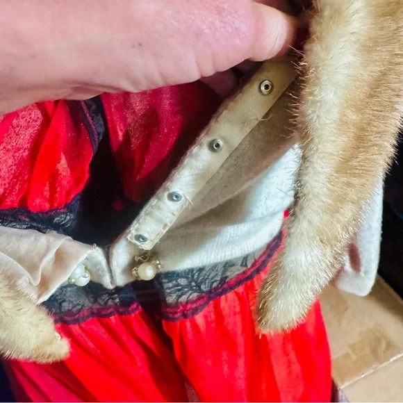 Luxurious Beige vintage real mink and cashmere Women's sweater cardigan - Picture 11 of 13